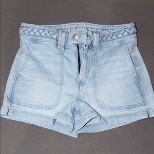 American Eagle Outfitters Braided Waist Light Blue Jean Shorts